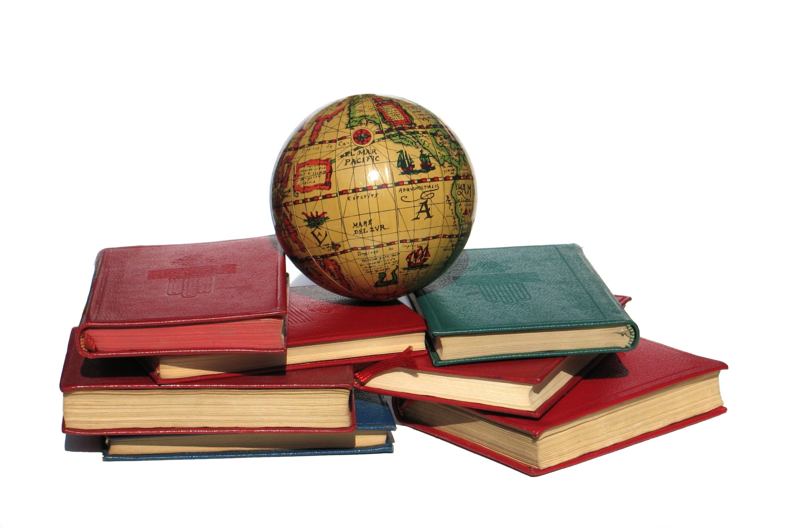 Books and globe